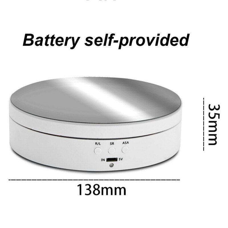 Vit/svart roterande displayställ 360 graders smycken klocka telefon ringhållare display usb justerbar roterande 3 hastighets skivspelare: 4
