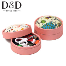 Portable Home Travel Sewing Kits Box Sewing Pattern Fabric Pincushion Needle Threader Threads Sewing Scissors Sewing Tools