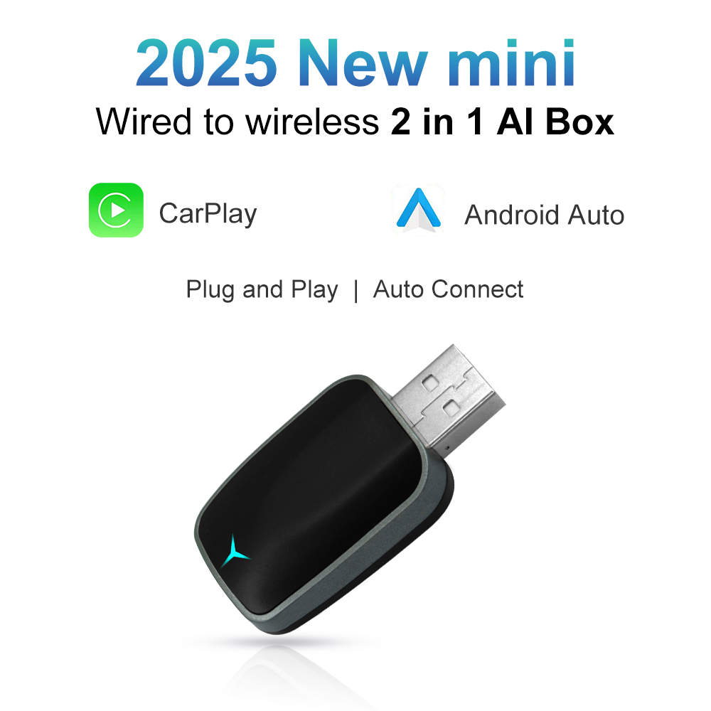 2025 NIEUW 2-in-1 draadloze Carplay AI Box Android Auto Plug and Play toepasbaar om originele auto bekabelde Carplay naar draadloos te converteren