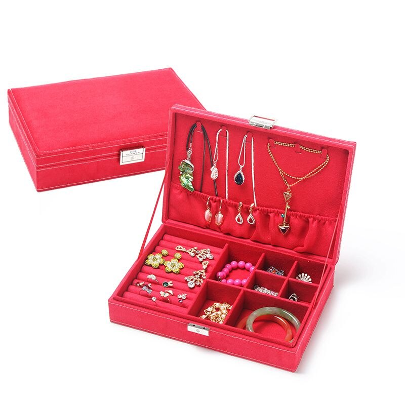 BY8969 Packaging Display Caso Di Immagazzinaggio Organizzatore Portatile Contenitore di Monili Organizzatore ganci Dei Monili Anello Orecchino Scatole di Casa: B red