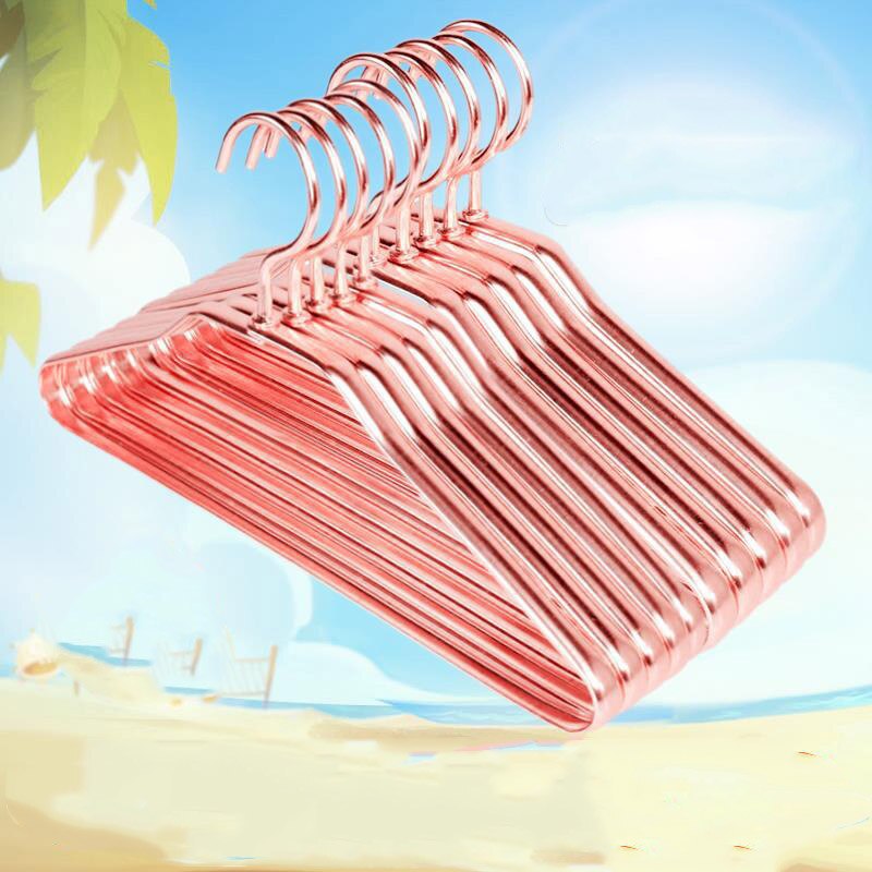 Cintre en alliage d'aluminium antidérapant | Pour enfants, espace en aluminium, aucun agent fluorescent peut être utilisé sur une tenture antidérapante de 20 ans pour rangement à la maison: Rose golden / 10 pieces
