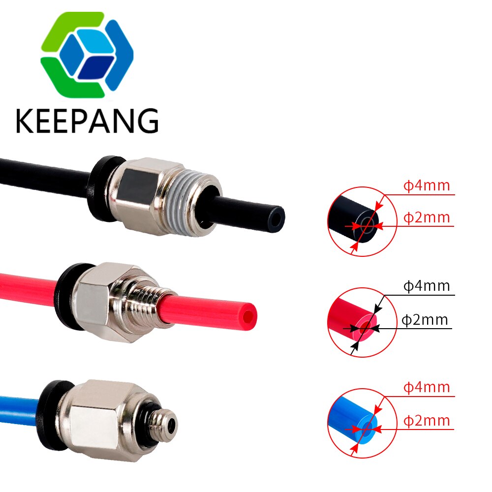 Encaixes pneumáticos do conector da impressora 3d PC4-01 PC4-M5 PC4-M6 diâmetro 4mm ptfe tubo conector do acoplador rápido conector pneumático