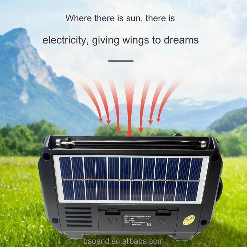 Portable Retro Solar Rechargeable Radio AM/FM/SW Outdoor Receiver Wireless Digital Multi-Band Shortwave Radio With Flashlight