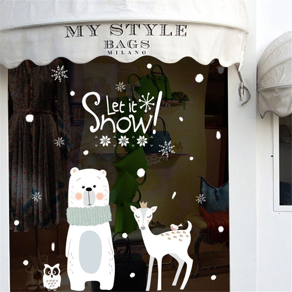 Snow month electrostatic Wall Sticker Window Glass Christmas DIY Stickers Home Decal Christmas Decoration Year wallpaper#25