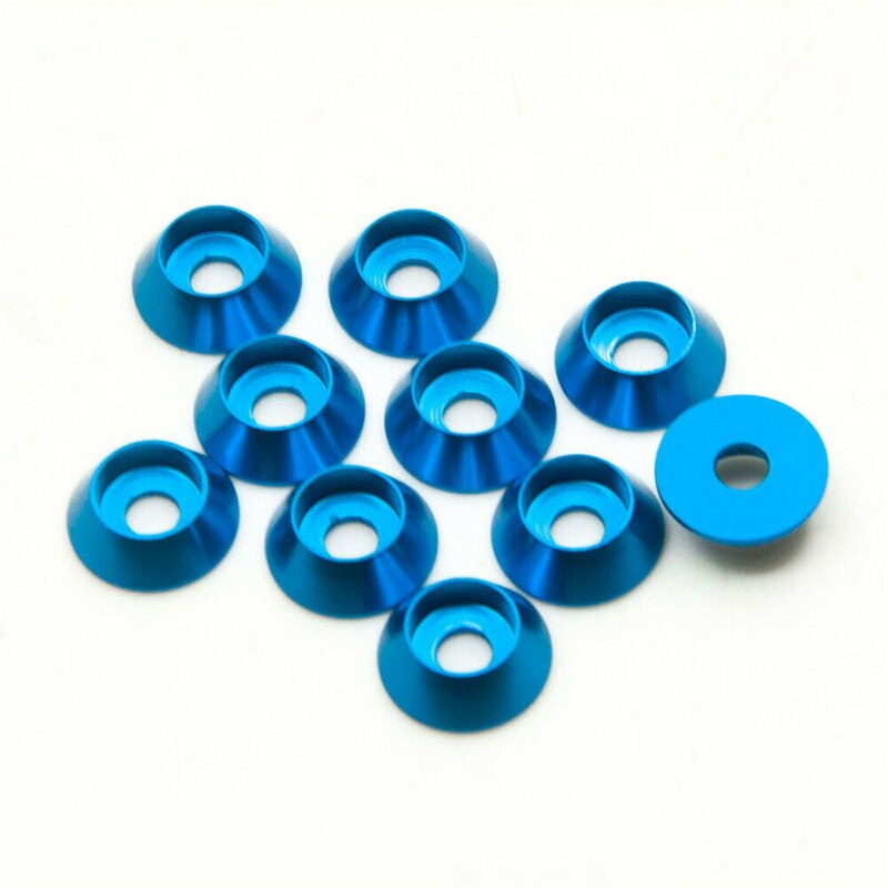 10Pcs/set M3 3mm Alloy Aluminium Countersunk Washer Head Bolt Gasket For RC Car Model Red Blue Green: Blue