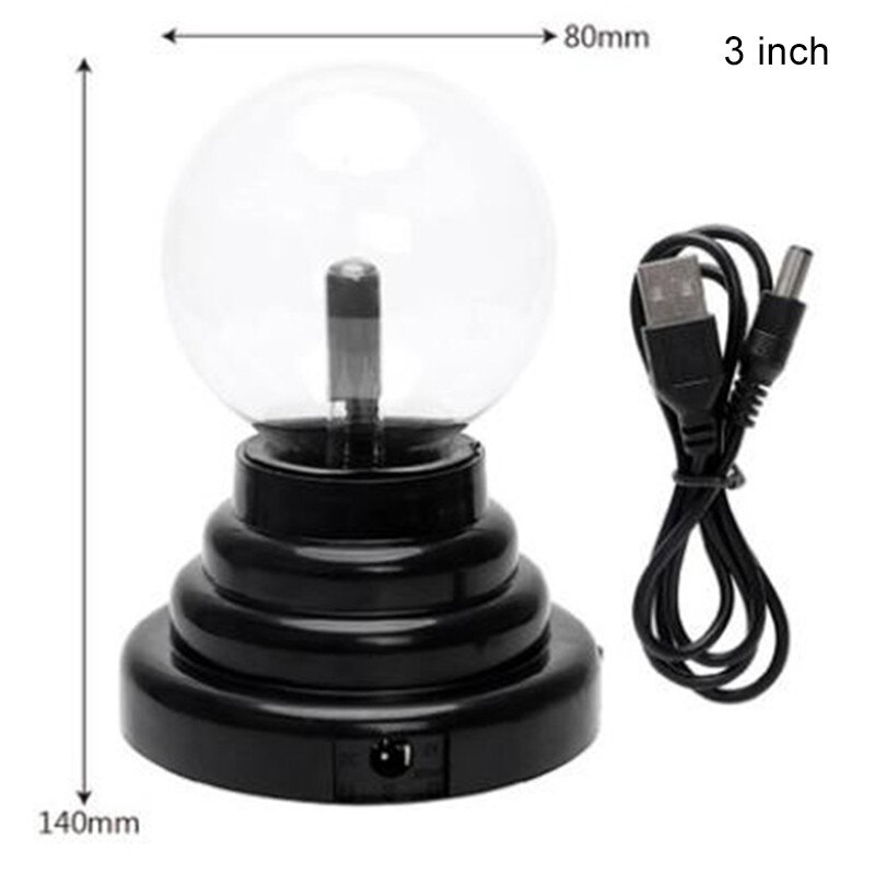 Crystal Ball Magic Plasma Ball Light Electric Lamp Night Light 4 5 6 8 Inch Table Lights Sphere Christmas Kids Glass Lamp: White