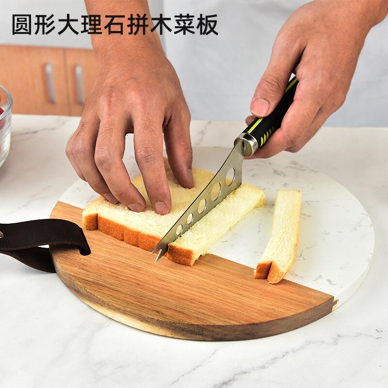 Round solid wood marble splicing kitchen board household chopping board cheese cutting board kitchen utensils