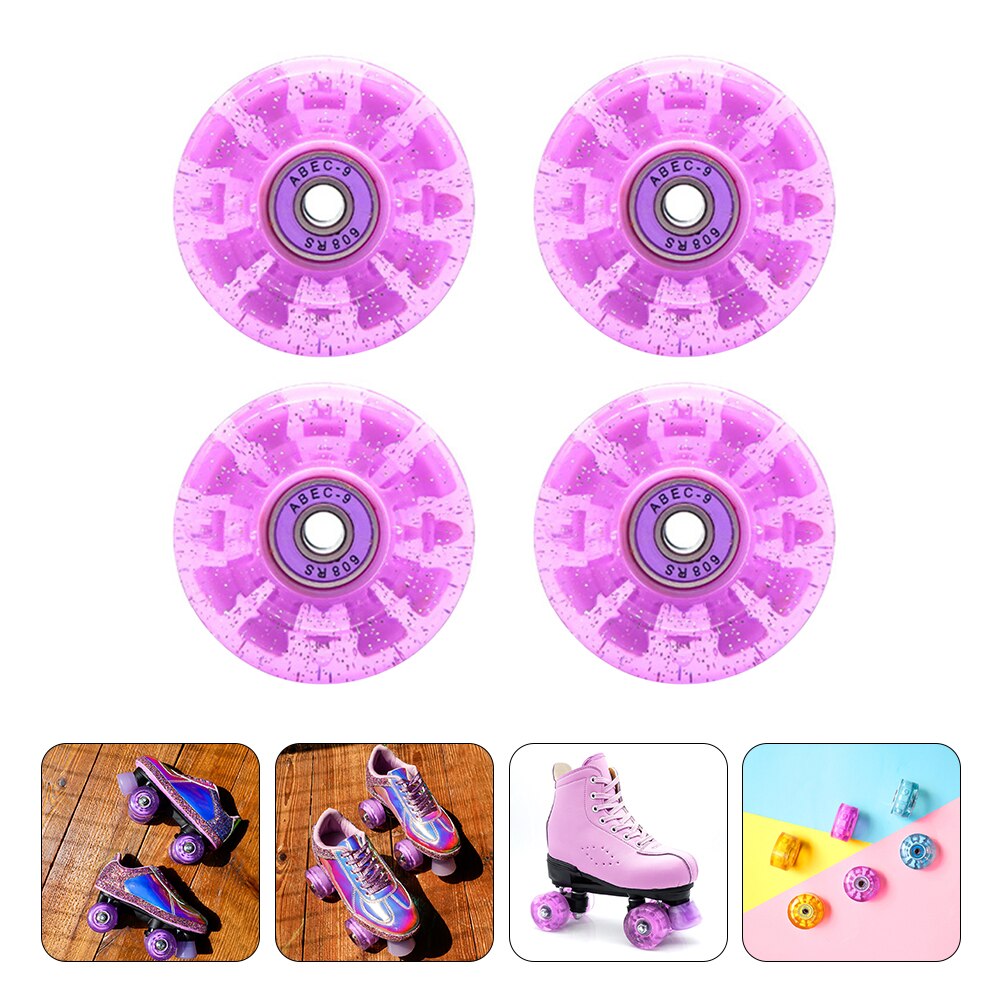 4Pcs Skating Glowing Wheels Ice Skates Wheels Double-row Roller Skates Wheels: Default Title