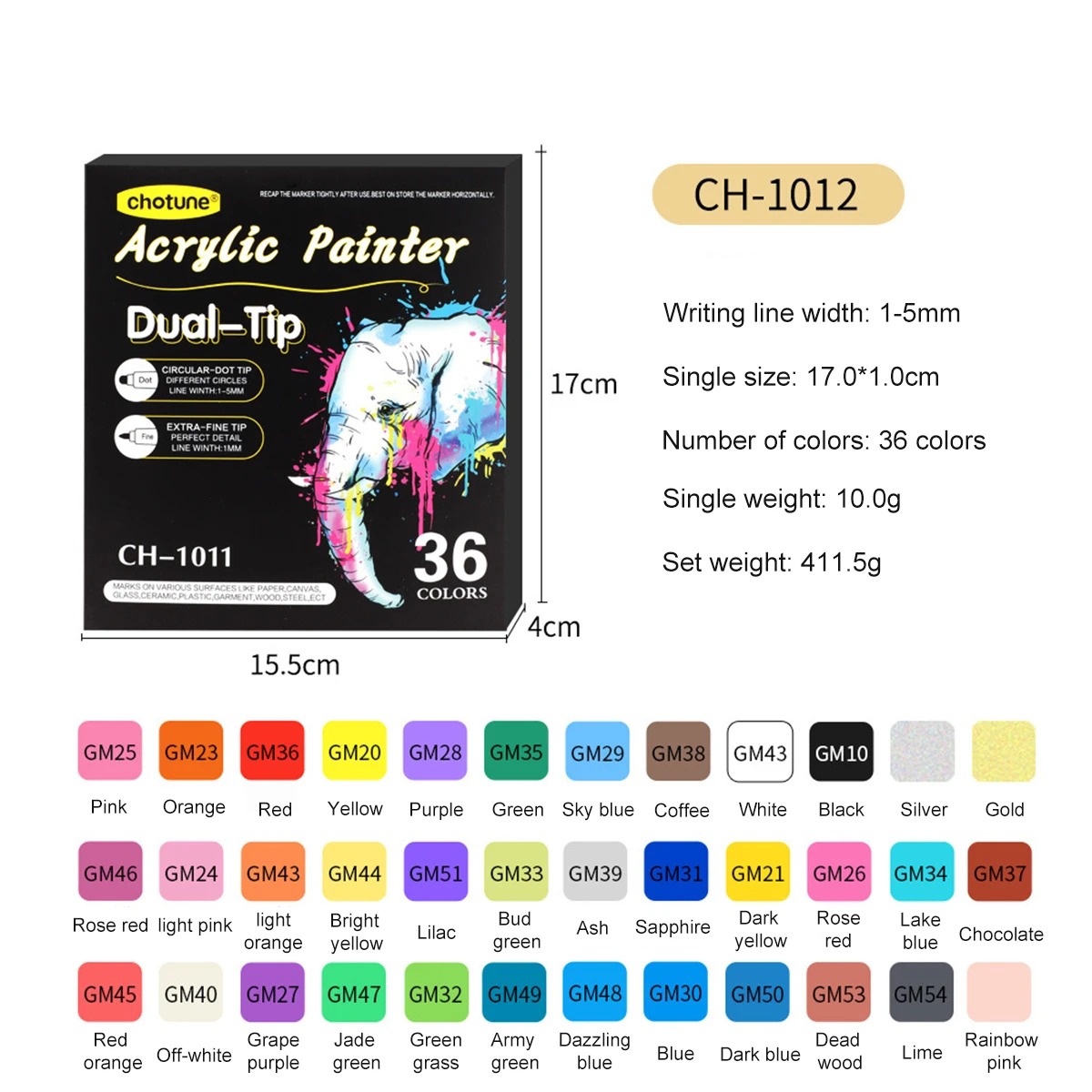 Marqueur acrylique Gouache à Double extrémité 12/24/36 couleurs, pigment étanche, marqueur Graffiti pour bricolage, fournitures de bureau et scolaires