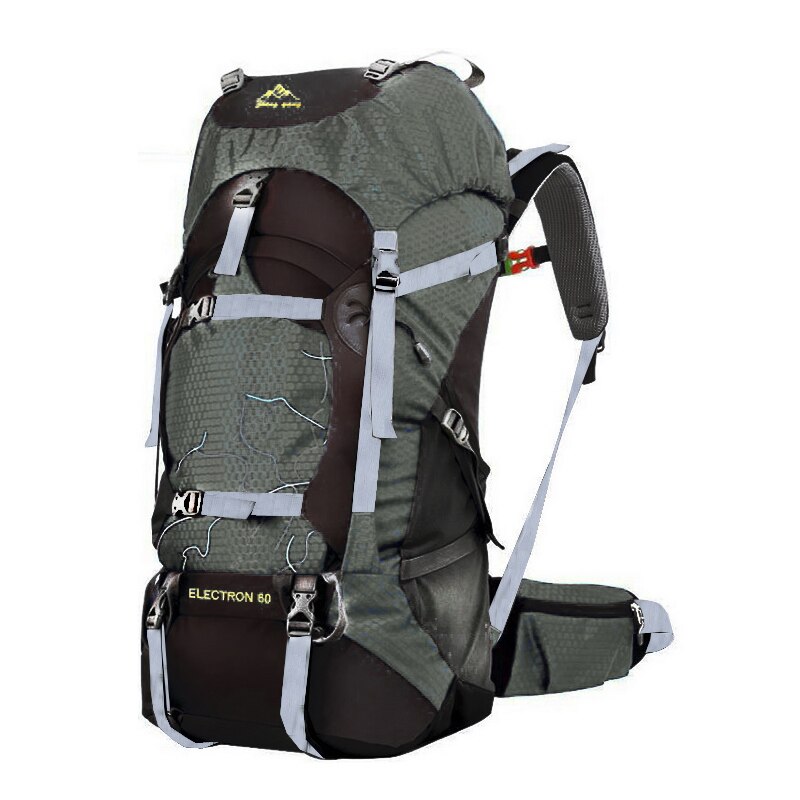 Fengtu 60l vandrerygsæk dagtaske til mænd og kvinder vandtæt camping rejserygsæk udendørs klatring sportspose: Mørkegrøn