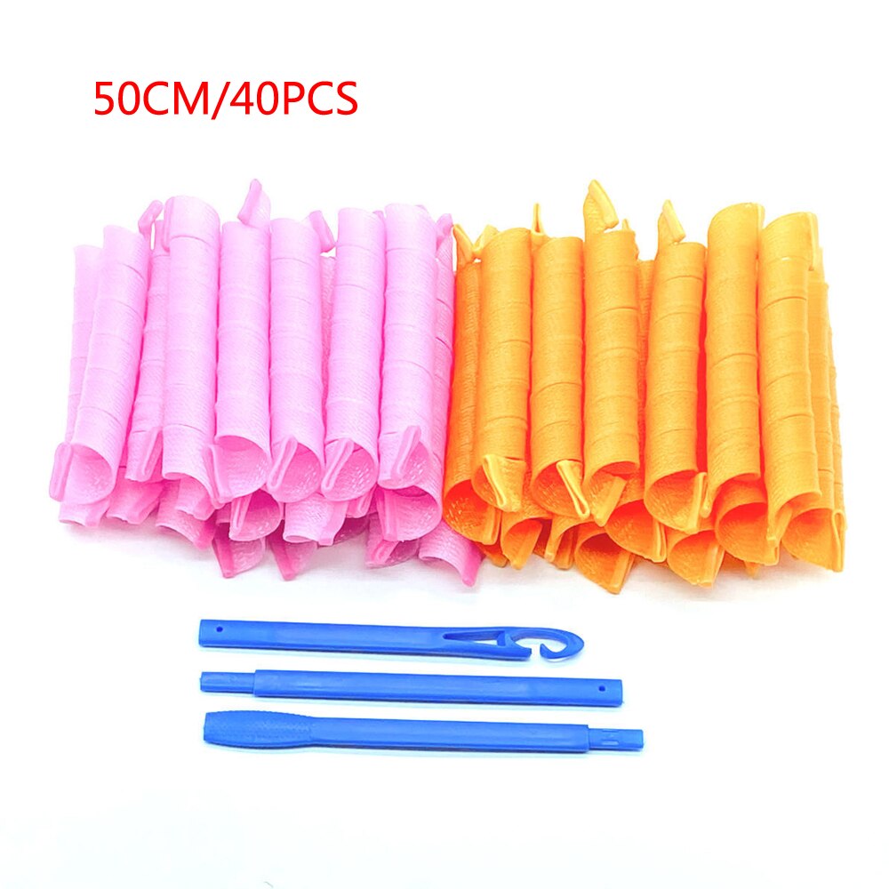 Rulos mágicos para rizos en espiral, Kit de peinado sin calor para cabello largo, 40 piezas (45/50/55cm), la mayoría de los tipos de peinado: 50CM 40PCS