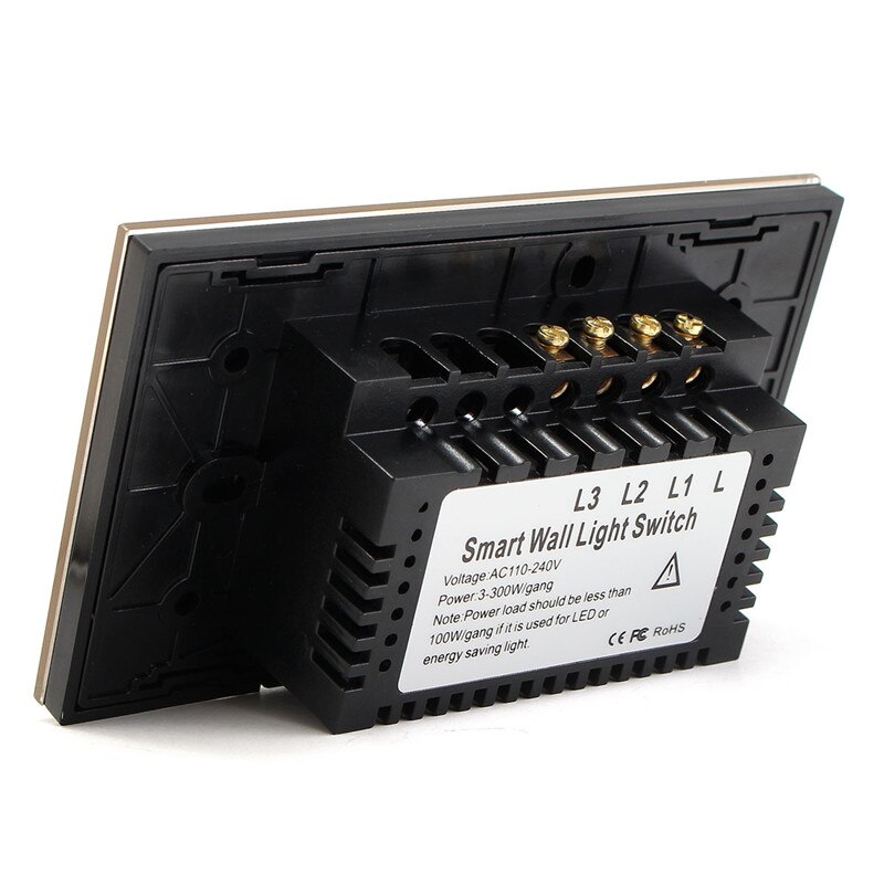 US Standard Remote Control Switch 3 Gangs 3 Way, Smart Wall Light Switch, Wireless Remote Control Touch Light Switch