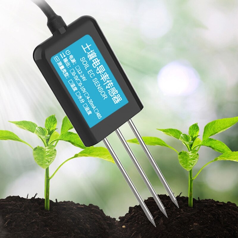 Three-in-one Soil Salt Sensor Soil Temperature/Humidity/Conductivity RS485 Detector Soil Moisture Tester for Plant Garden M7DA