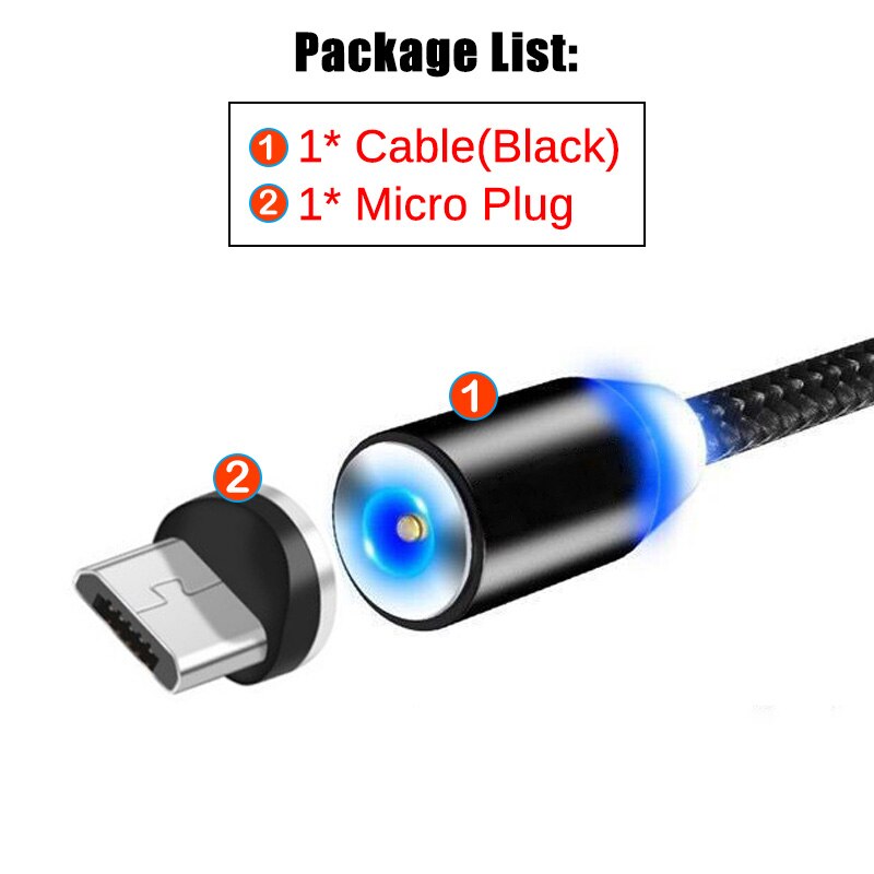 Adattatore di ricarica Micro USB magnetico rotondo per Huawei Honor 10i 20i 20 Lite 6A 6C 6X 7 7A 7C 7X 8A 8C 8S 8X Pro cavo Micro Plug: Micro Plug and Cable