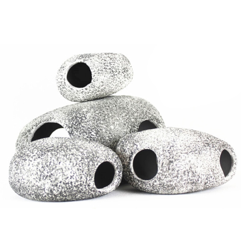 Aquarium Decoration Stone Aquarium Ceramic Rock Cave Fish Tank Hole Stone Ornament Shrimp Breeding Rock