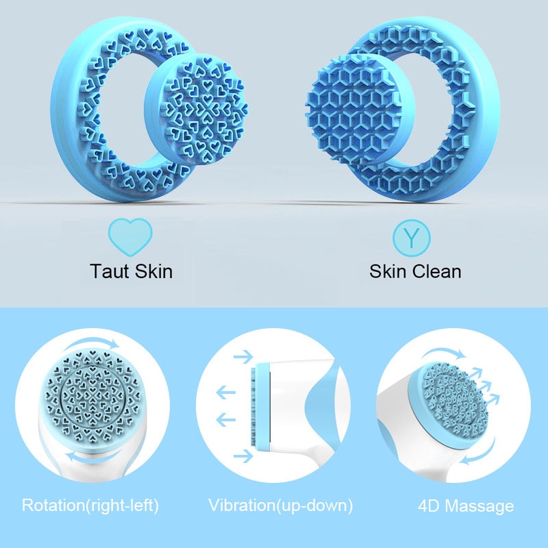 Electric Facial Cleansing Brush Ultrasonic Face Deep Cleanser Skin Pore Cleaner Face Massage Scrubber Lifting Visage