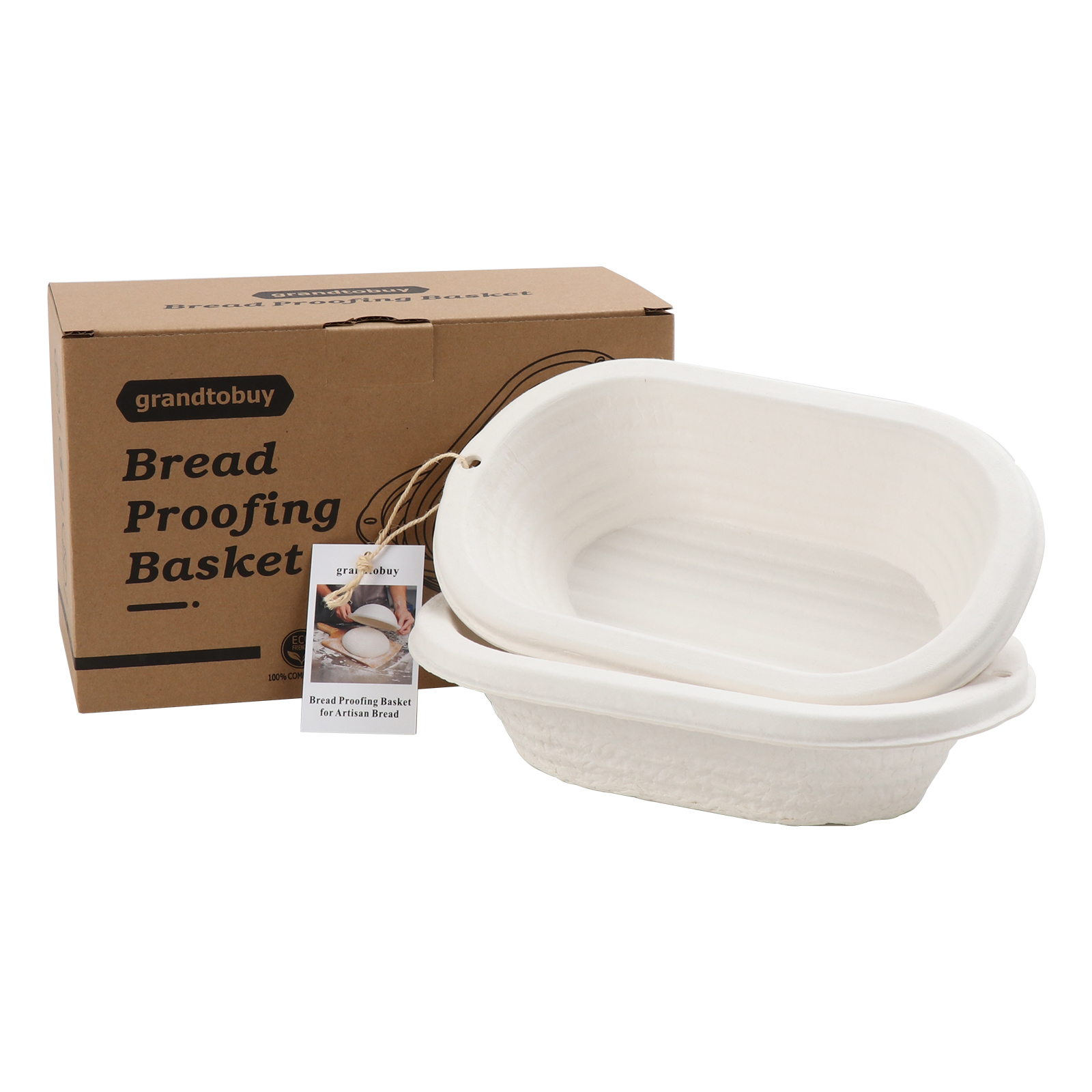 Zellstoff-Brotschutzkorb, 27,9 cm, ovaler Sauerteig, Banneton-Brotform, Backzubehör-Set 2 mit Stoffeinlagen für selbstgemachtes Brot
