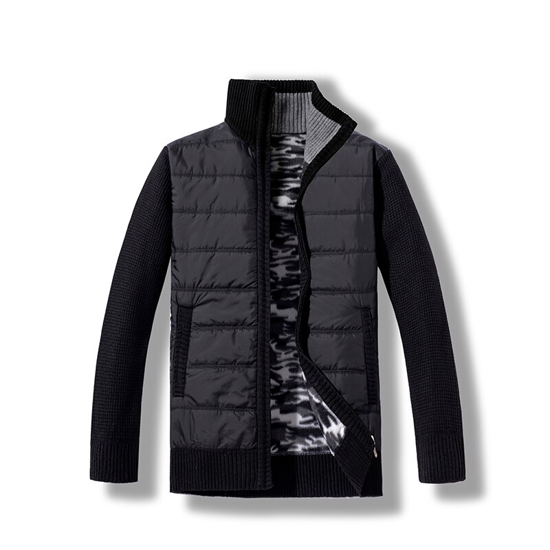 Miesten neuleet syksy talvi lämmin neulottu pusero takit neuletakit miesten vaatteet vapaa-ajan neuleet tilkkupusero: Musta / Xxxl