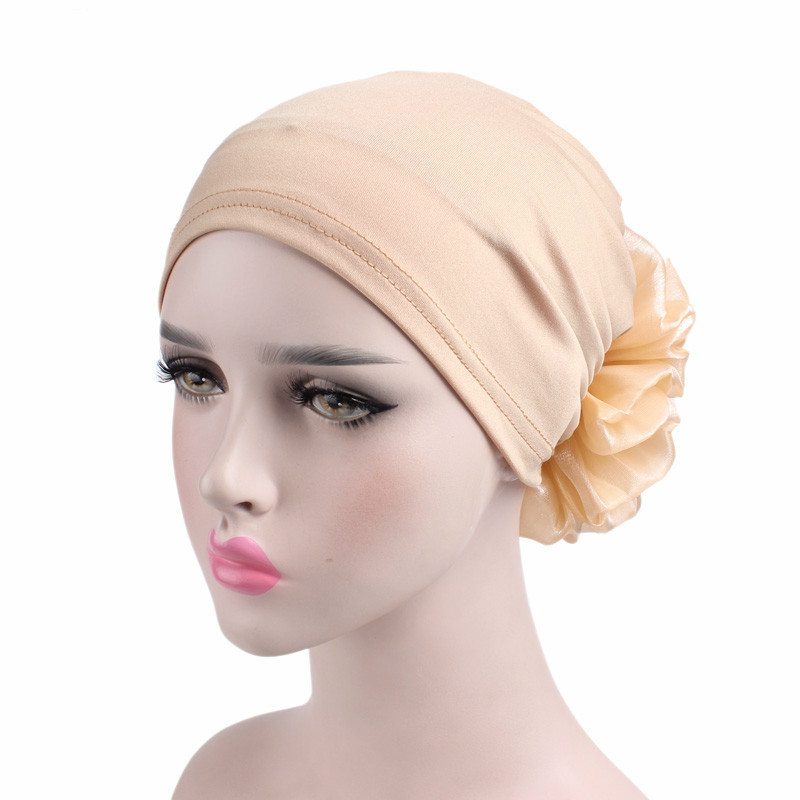 Grote Bloem Vrouwen Tulband Hoed Moslim Hoofddoek Stapel Hoop Cap Vrouwen Zachte Comfortabele Hijab Caps Islamitische Chemotherapie Hoed
