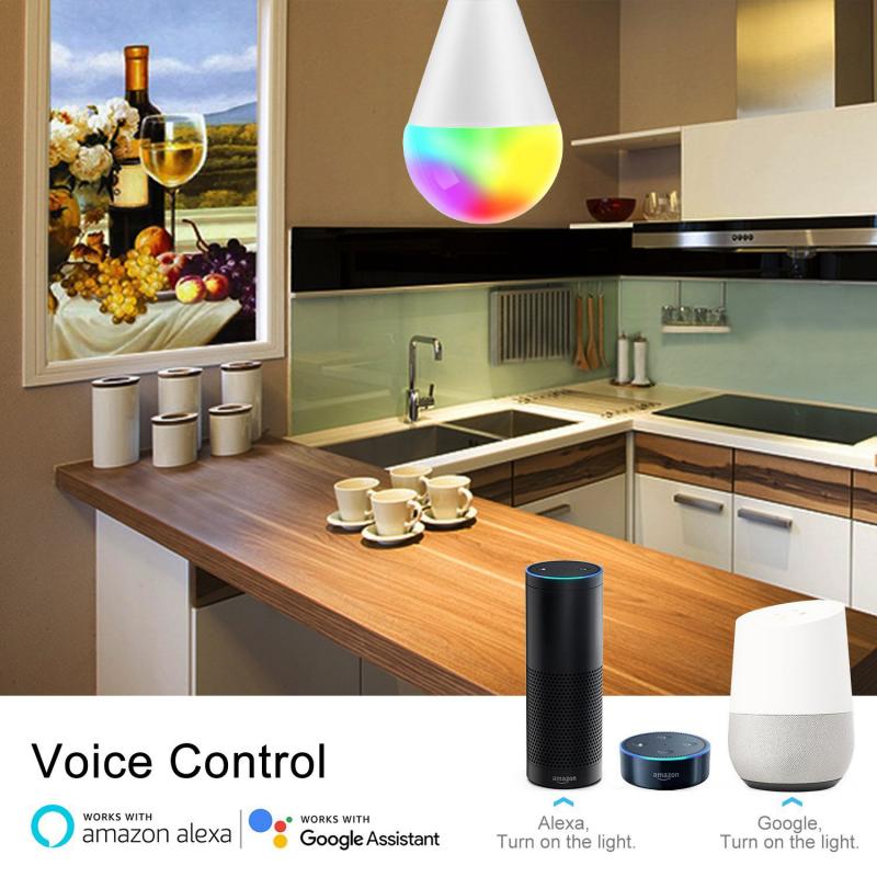 Bombilla inteligente con temporizador regulable, luz con voz por WiFi, 6W, E27, E26, B22, E14, RGB, funciona con Alexa/google home