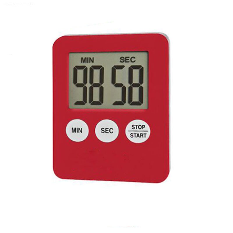 1pc kvadrat lcd digital timer til køkken madlavning timer ur stor magnet temporizador digital bord ur timemåler: Rød