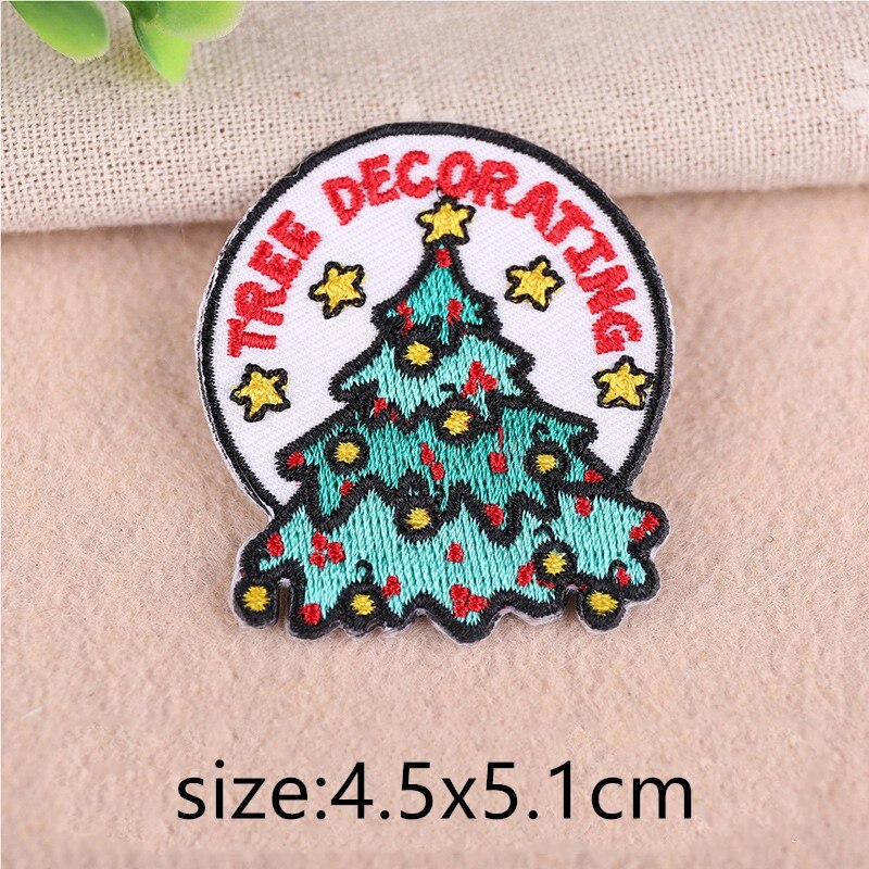 Cartoon Patch Ijzer Op Patches Voor Kleding Streep Kerstmissneeuwman Badges Geborduurd Patches Stickers Op Kleding Diy Applicaties: WHITE