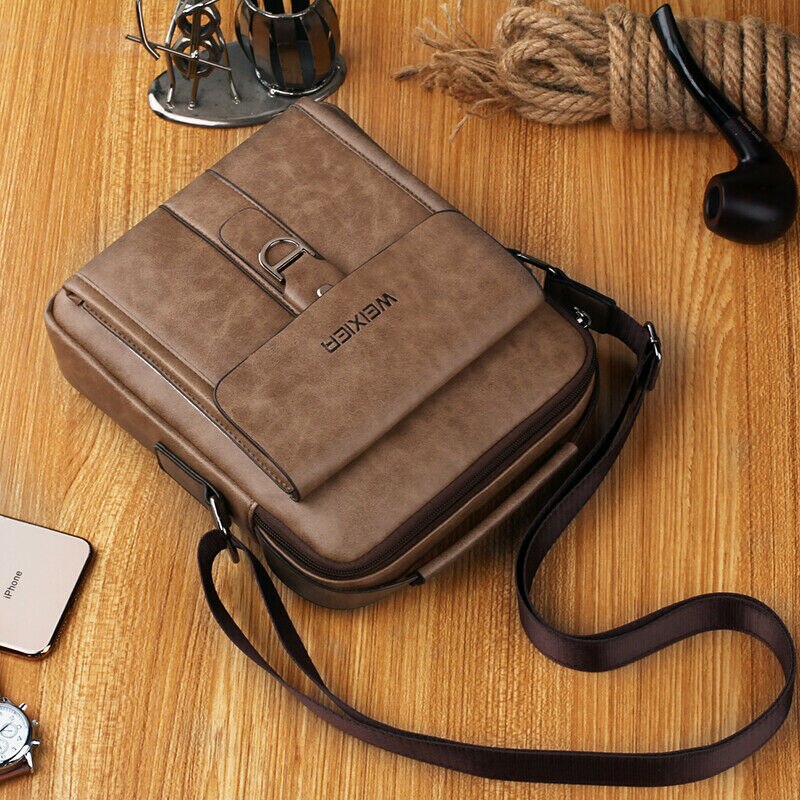 Men's Leather Briefcases Shoulder Messenger Bags Work Briefcase Cross body Tote Handbag