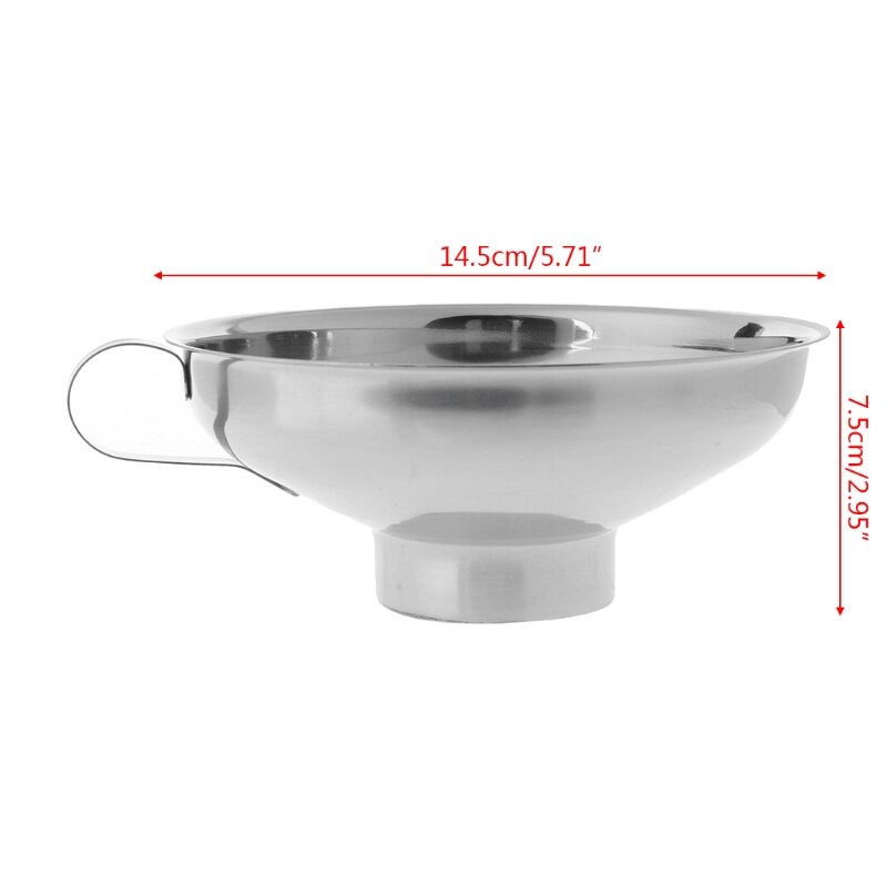 Stainless Steel Wide Mouth Canning Funnel Cup Hopper Filter Kitchen Tools 2 Size