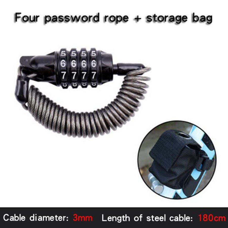 Durable Mini Portable Anti-theft Bicycle Dock Lock Code 4 Digits Password Combination Disc Lock Cable Security Lock: Yellow