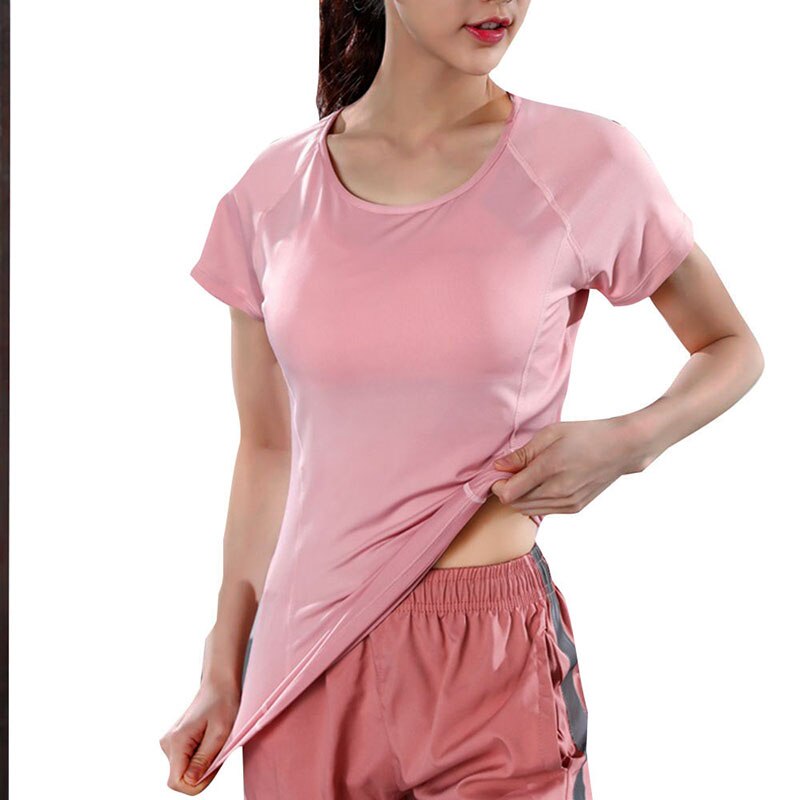 Camisetas de verano para mujer, camisetas de manga corta ajustadas para ejercicio deportivo, camisetas de malla para mujer, Camiseta deportiva para gimnasio: A / L