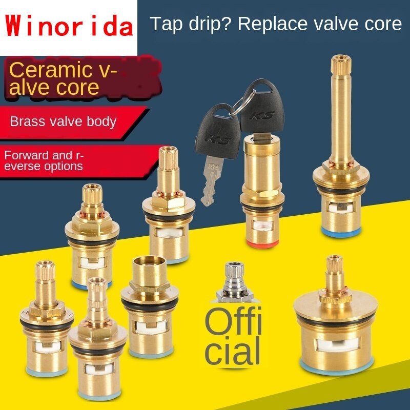 Faucet Copper Valve Core and Cold Water Fast Opening Triangle Valve Switch Ceramic Valve Core Copper Head Repair Parts