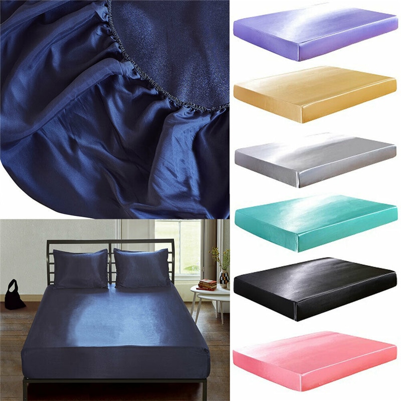 Extra Deep Fitted Sheet Waterproof Solid Bed Sheets Mattress Cover Protector Elastic Sheets Polyester Full Size 153CMx203CMx30CM