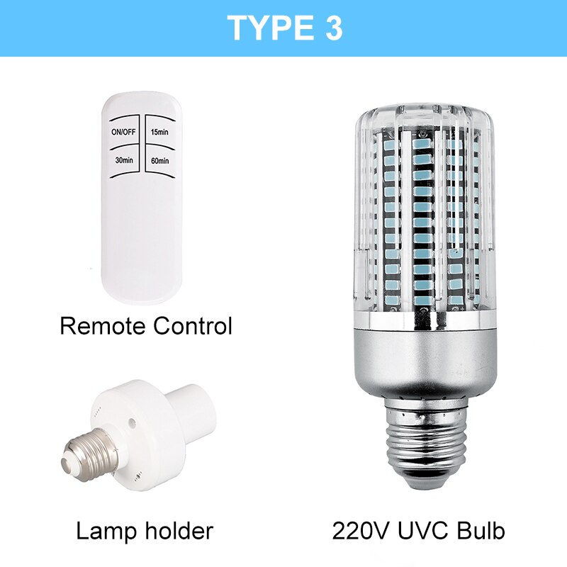 85-265V lampada germicida UV LED lampadina UVC E27 disinfezione domestica luce sterilizzante con telecomando e Timer: 3