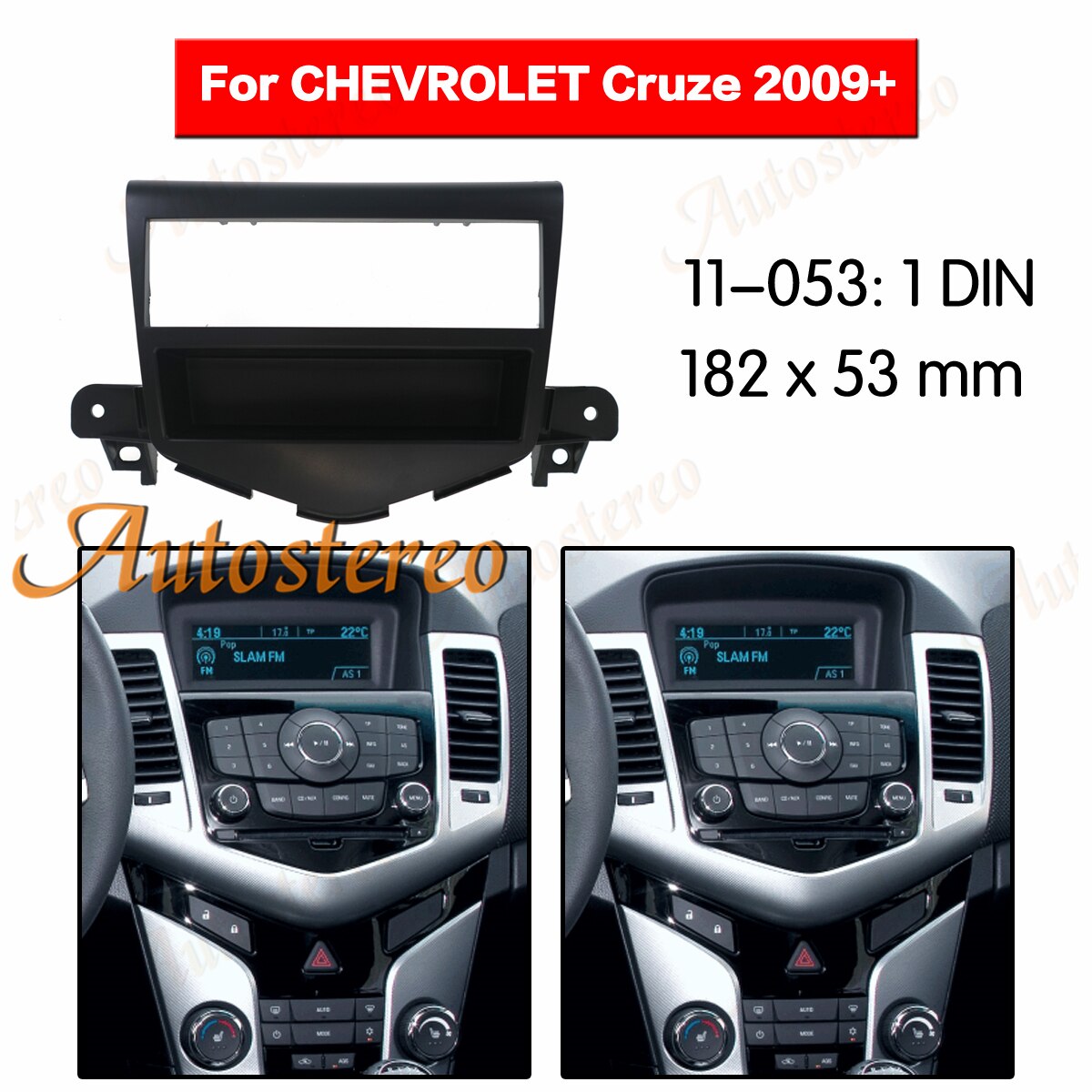 Autoradio fascia voor chevrolet cruze 1 din zwart radiopaneel installatiekit framepaneel