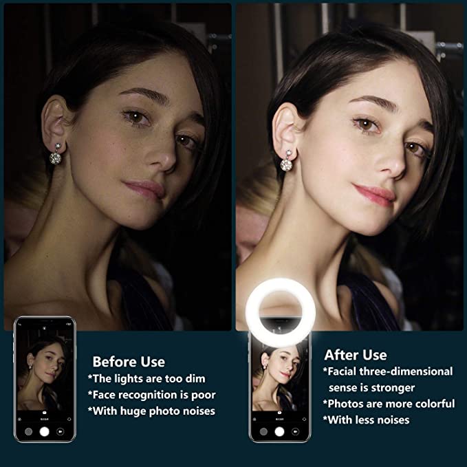 Anillo de luz para selfi, Círculo Led Mini abrazadera de luz para teléfonos, recargable, maquillaje, relleno, portátil, cámara y vídeo