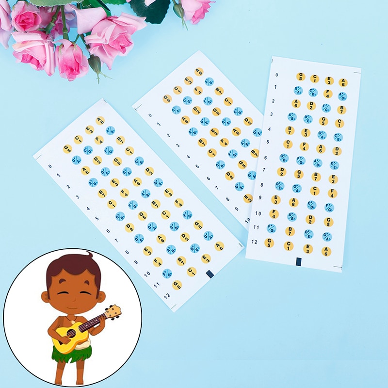 3PCS Ukulele Guitar Fretboard Note Map Sticker Fingerboard Decals For Beginner