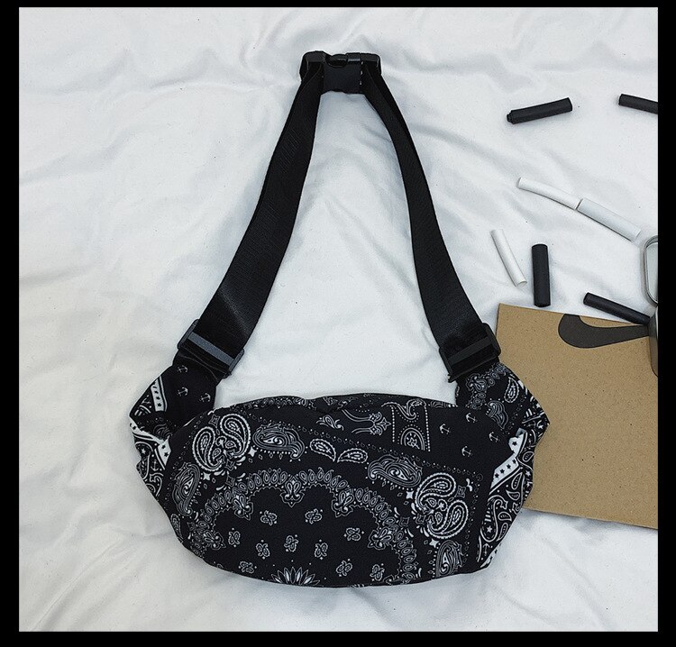Midjeveske fanny pack harajuku stil damebelteveske mørk hip-hop rumpeveske slynge brystveske reise dagligliv high street