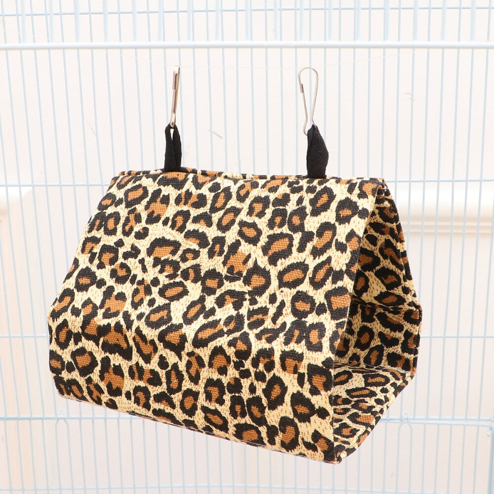 Leopardmönster papegoja hängmatta bo canvas bo fågel sovsäng gunga hängmatta - storlek s