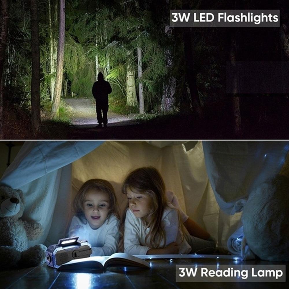SOS Solar AM/FM Powerbank Outdoor Portable Reading Lamp Emergency Hand Crank Smart Bluetooth Speaker Alarm Usb Flashlight Radio