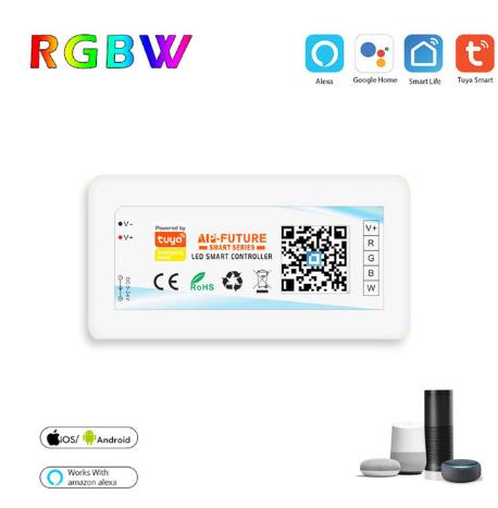 DC 5-24V Wifi Smart Controller Alexa Google Home Voice Single color/CCT/RGB/RGBWW/RGBCCT LED Strip Lights Change/Dimmer/Timer: RGBW Controller