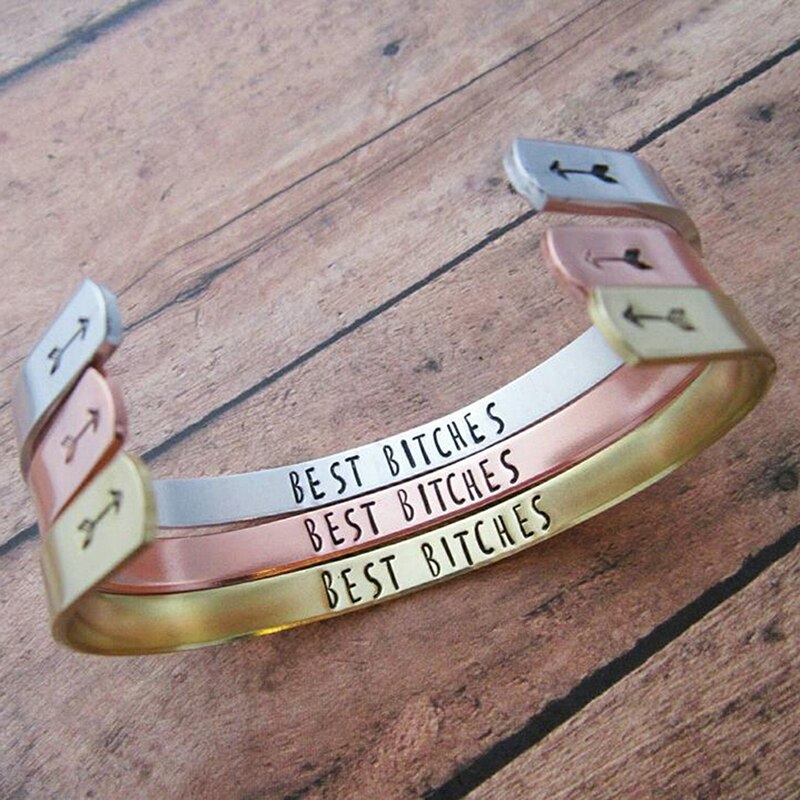 Pulseras de acero inoxidable para dama de honor, pulseras a juego para mejores amigas