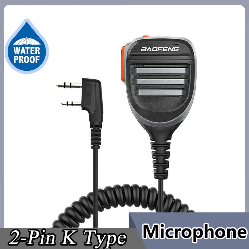 Baofeng UV-5R PTT Waterproof UV-9R Walkie Talkie Speaker Radio Microphone Keenwood 2-Pin Type Handheld Mic For UV-82 UV16 888S