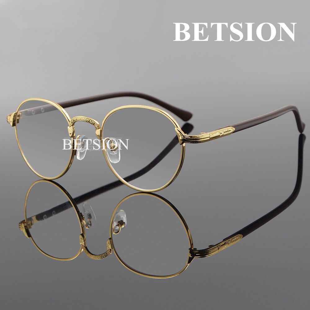 Betsion vintage ovalt guld brillestel mand kvinder almindelige briller klare briller