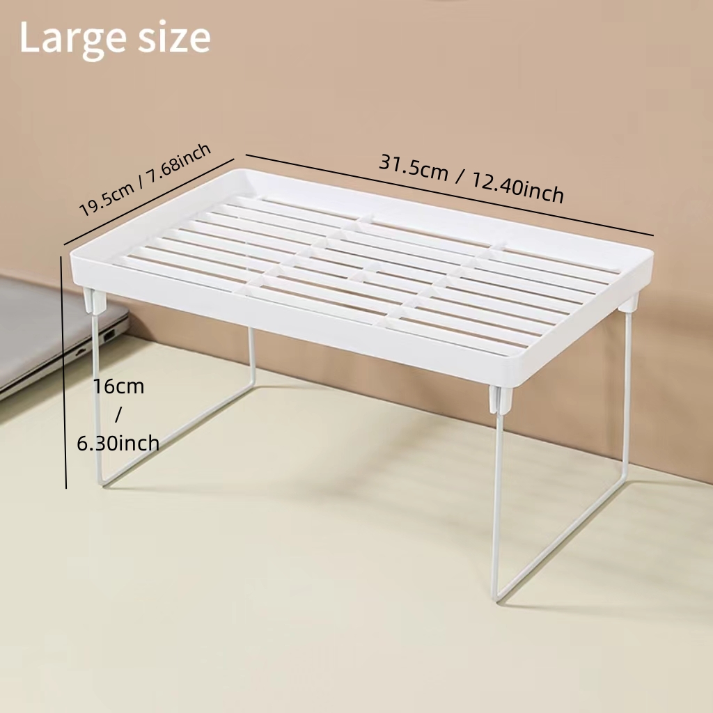 1pc Folding Kitchen Storage Shelf, Stackable Office Storage Rack, Decorative Space-saving Cosmetics Organizer, Home Accessories: black