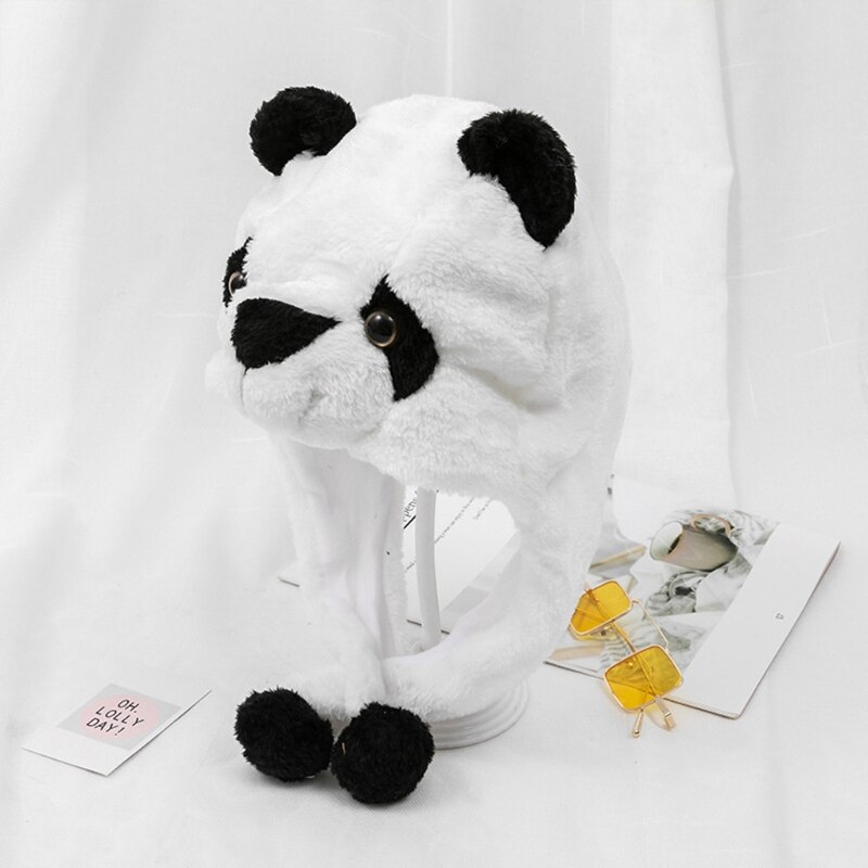 634C-gorro de oso Panda para Halloween, gorro cálido Kawaii, esponjoso, a prueba de viento, accesorios de Halloween