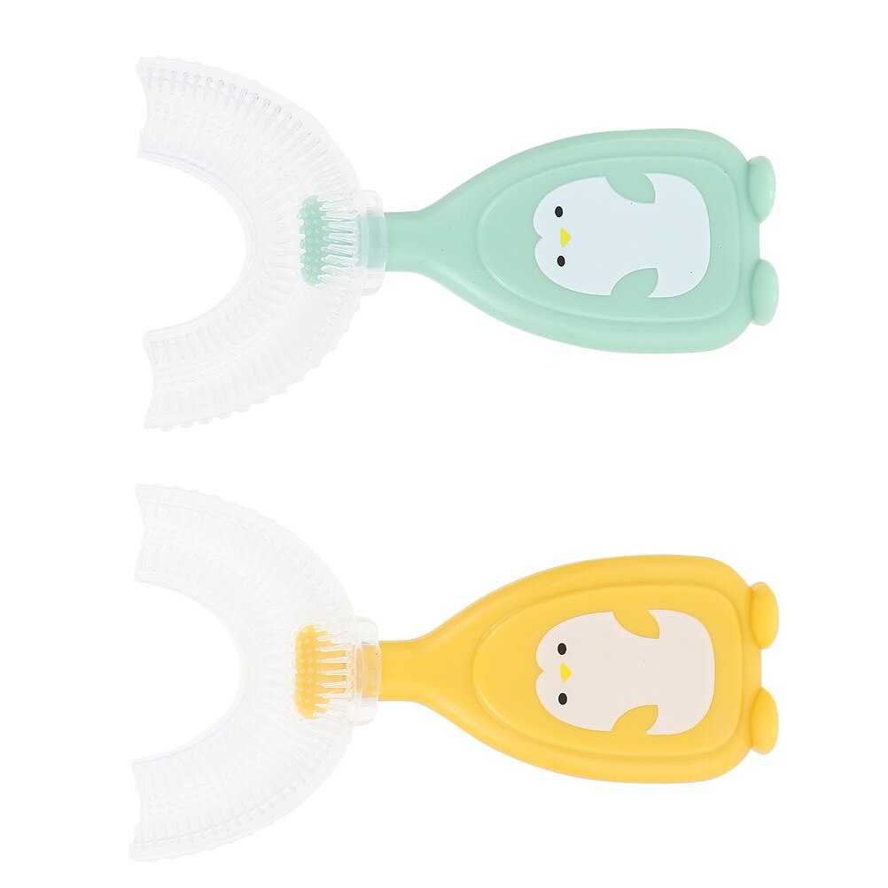 2Pcs Cartoon spazzolini da denti a forma di U adorabili spazzolini da denti in Silicone spazzolini da denti per bambini