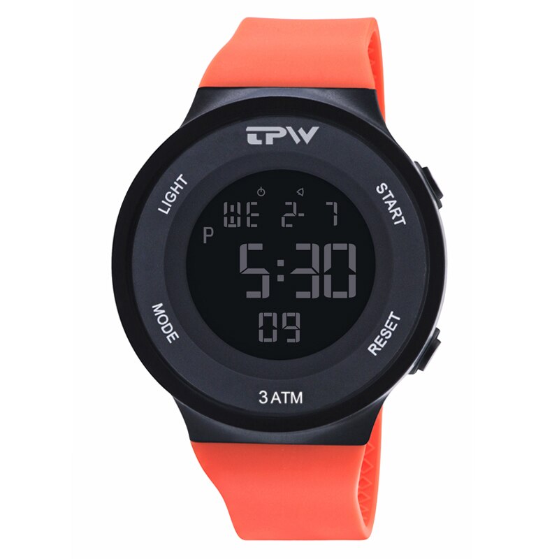 Mannen Sport Horloges Stopwatch Alarm Chrono Digitaal Horloge Elektronische Hand Horloge voor Man Waterdichte Siliconen Band Unisex: Orange