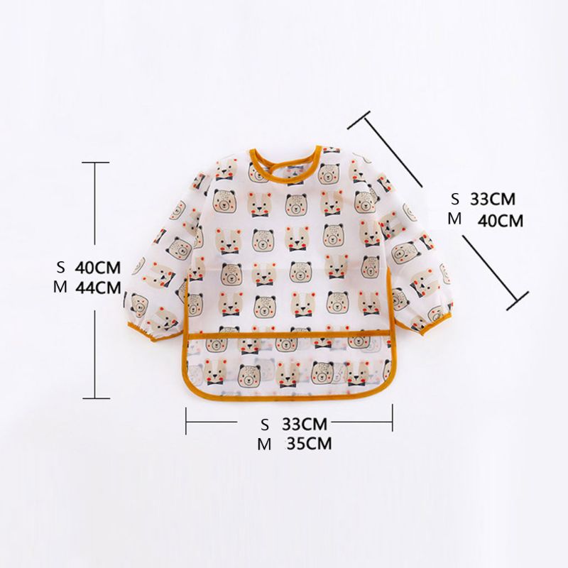 Unisex Infant Kleinkind Baby Smock Fütterung Zubehör Wasserdicht Cartoon Lange Ärmeln Lätzchen Spuck Tücher Kinder