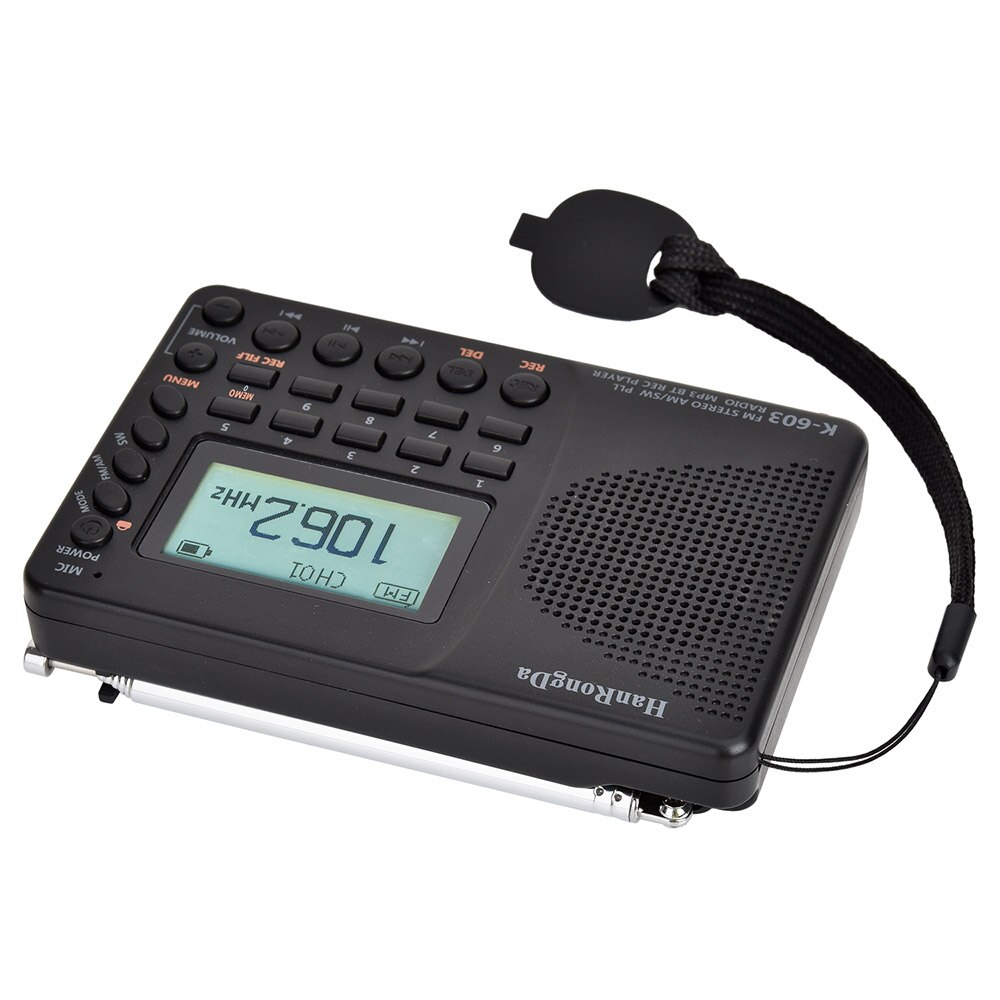 HRD-603 Draagbare Radio Am/Fm/Sw/Bt/Tf Pocket Radio Usb MP3 Digitale Recorder Ondersteuning Tf kaart Bluetooth