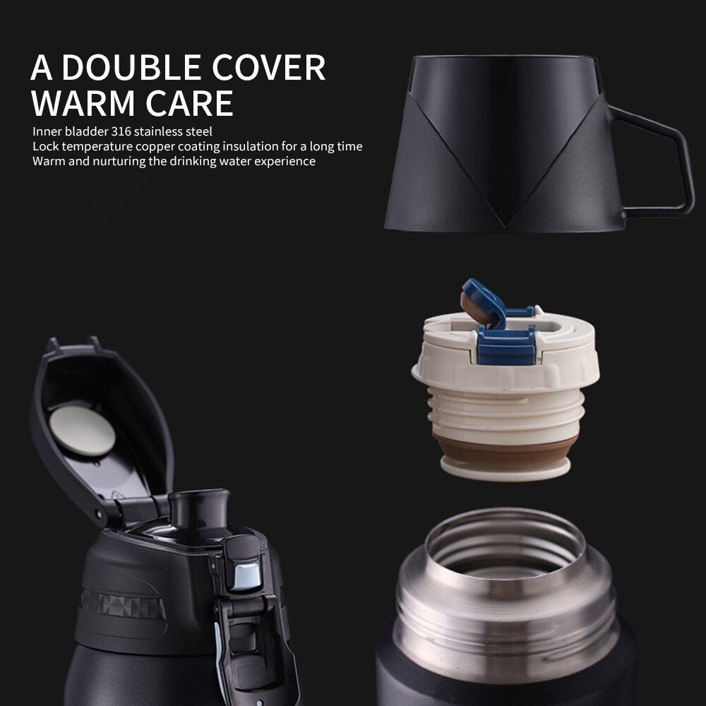 Thermosfles met geïsoleerde roestvrijstalen lekvrije waterbeker met dubbele wandisolatie